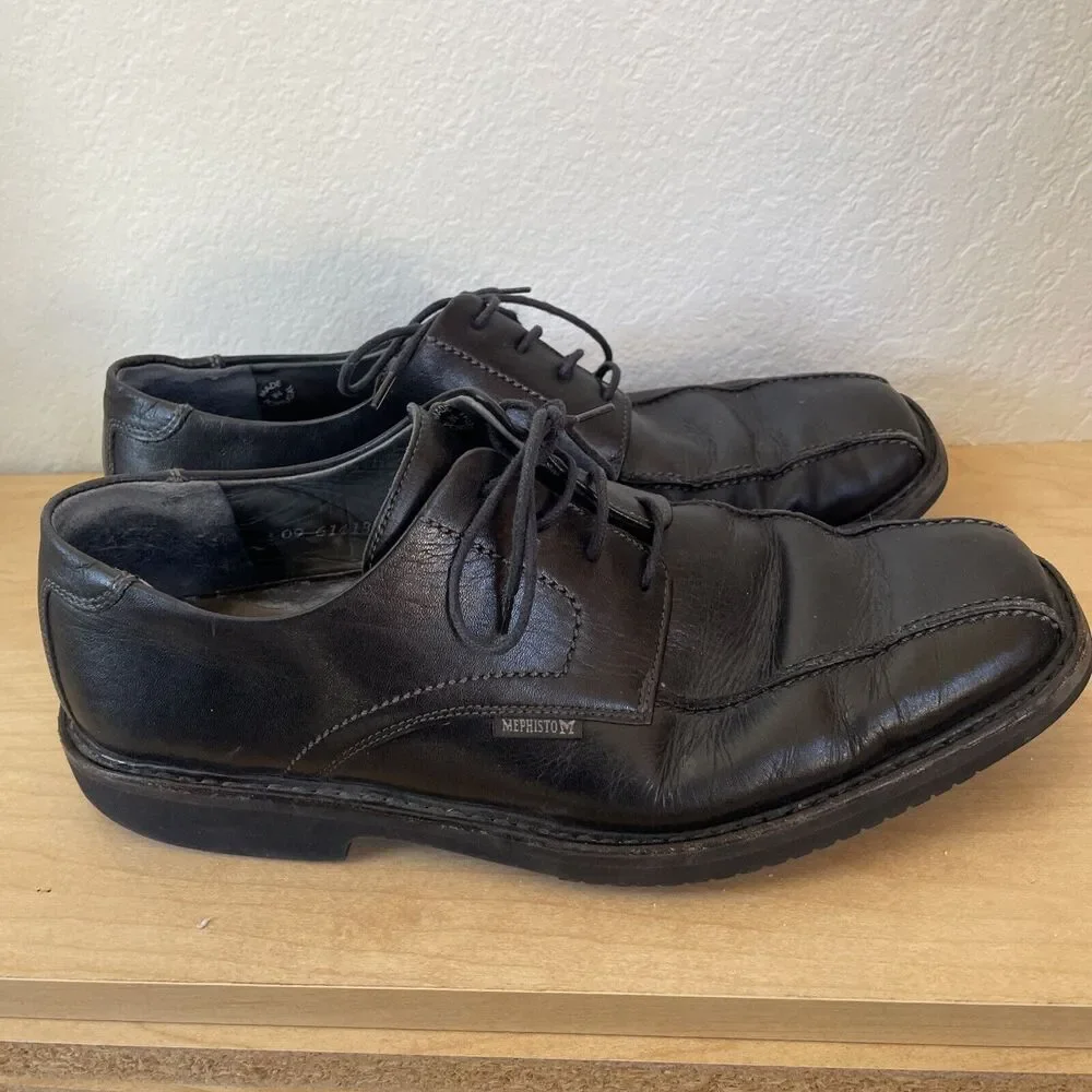 Mephisto Goodyear Welt Mens 12 Black Oxford Shoes Genuine Leather Dress Wedding‎